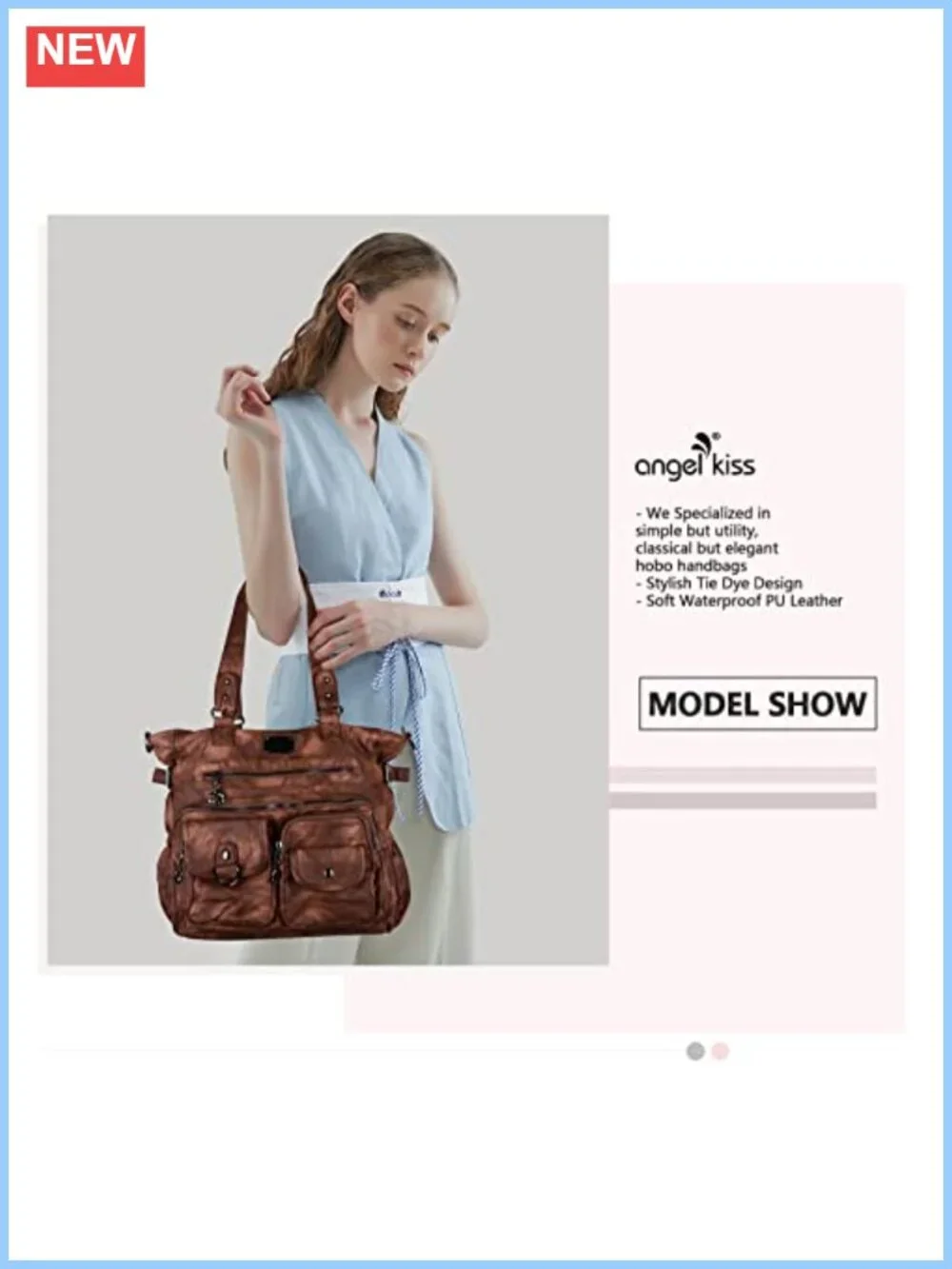 Washed PU Leather Hobo Bag Satchel Shoulder Crossbody Tote